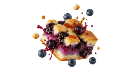 Delicious Blueberry Cobbler Slice Exploding with Flavor and Freshness on a Clean White Backdrop