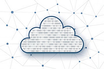 Cloud shape made of binary code representing AI cloud computing