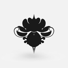 Detailed black symmetrical silhouette imitating floral or leafy ornament damask Perfect for vintage design invitations and decorative frames Vector illustration