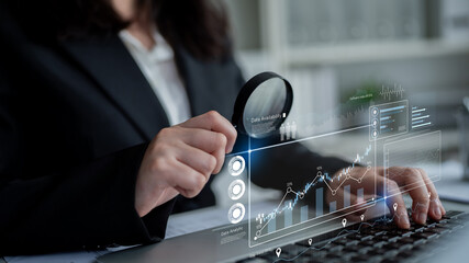 High-tech data visualization dashboard for analytics and performance tracking, including data visualization, trend, data report, and data chart. Latch