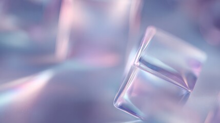 Complex holographic shapes floating in minimal digital space with soft light scattering effects