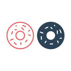 Glazed cake with a hole vector icons set. Donut, Doughnut design illustration