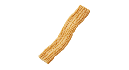 A Delicious Piece of Dried Beancurd Skin with Wrinkled Texture on Isolated White Background