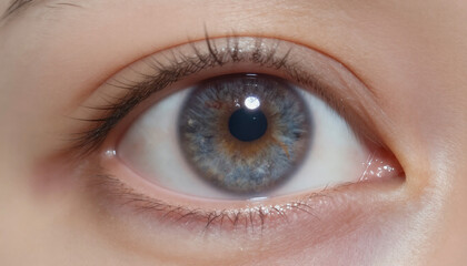 Obraz premium Close-up of a human eye with a galaxy reflection in the iris, digital art manipulation