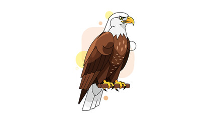 Majestic stylized bald eagle illustration perched with watchful eyes, symbolizing freedom and strength, presented in a vibrant and clean cartoon art style