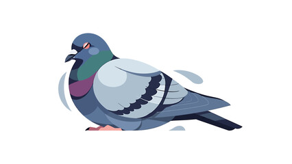 Flat design illustration of a plump pigeon resting on a white background