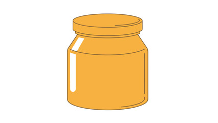 Simple illustration of a yellow-orange jar with a lid, typically used for food storage or preserves.
