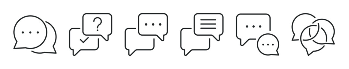 Obraz premium Chat thin line icon set. Web minimal editable stroke icons