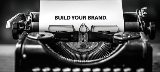 The typewriter delivering a bold 'Build Your Brand' message for modern creative entrepreneurs