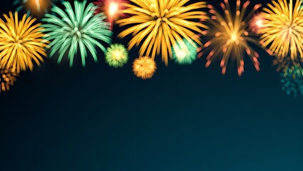 Spectacular Colorful Fireworks Display Bordering a Dark Night Sky