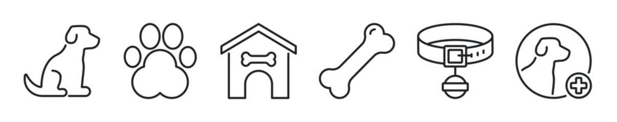 Obraz premium Dog thin line icon set. Web minimal editable stroke icons