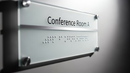 Conference room sign with Braille and lettering