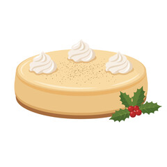 Eggnog Cheesecake with Creamy Surface and Nutmeg Sprinkle – Vector Illustration