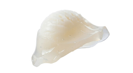 Naklejka premium Translucent Coconut Jelly Piece on White Background Showcasing Exquisite Texture and Natural Appearance