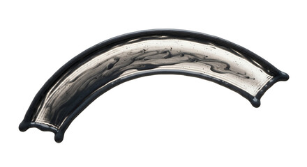 Dramatic arc of liquid paint creates a visually stunning and dynamic composition with its fluid texture and contrasting tones