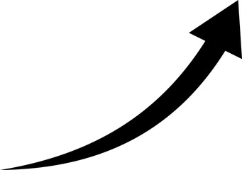 Black curved arrow pointing upward, representing growth and progress.