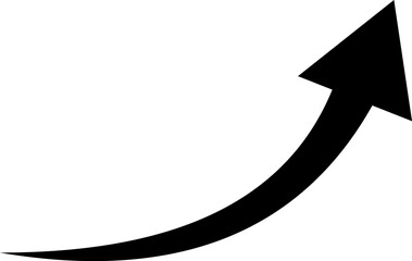 Upward curving black arrow for growth, progress, and development