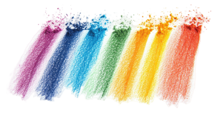 Color chalk hand drawn shape with vibrant hues and textured strokes ideal for creative and artistic visuals isolated on white background
