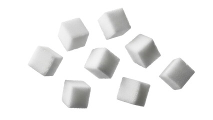 Geometric sweetness: An array of refined sugar cubes isolated against a clean backdrop, a delightful culinary concept ready for your