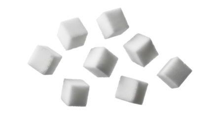 Geometric sweetness: An array of refined sugar cubes isolated against a clean backdrop, a delightful culinary concept ready for your