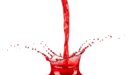 Dynamic crimson liquid splash creating captivating crown shape on a clean white canvas showcasing movement and color intensity