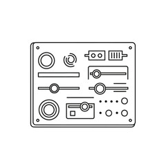 Fototapeta premium Illustration of a control panel with various buttons, dials, and sliders for electronic equipment or machinery