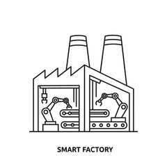 Obraz premium Modern Smart Factory with Robotic Arms and Conveyor Belts - Industrial Automation and Technology Illustration