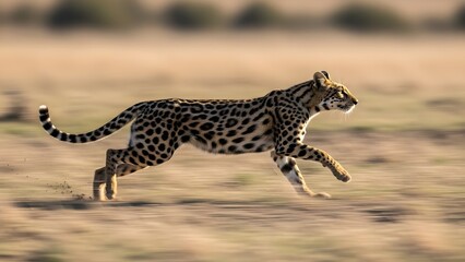 A sleek cheetah surveying the grassland from a small mound