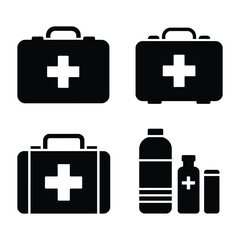 Obraz premium First Aid Kit Vector, Silhouette, Illustration