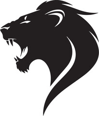 lion silhouette view side for retro logos, emblems, badges, labels template vintage design element. Isolated on white background