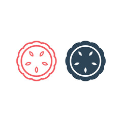 Pie cake icons set flat vector illustration logo template