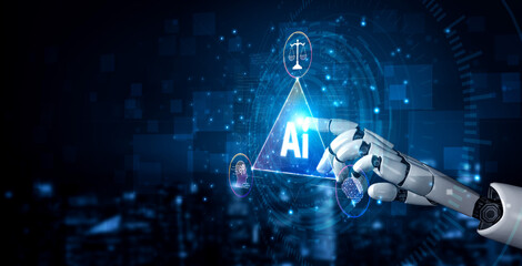 AI brain processes big data with generative AI, LLMs, and machine learning to support business...