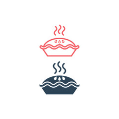 Pie cake icons set flat vector illustration logo template