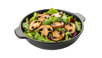 Mushroom and Greens Delight: A Culinary Exploration of Fresh Ingredients in a Modern Serving Dish