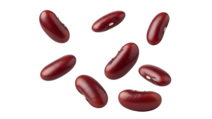 Scattered kidney beans on a pristine white backdrop presenting a healthy and natural food source viewed from above