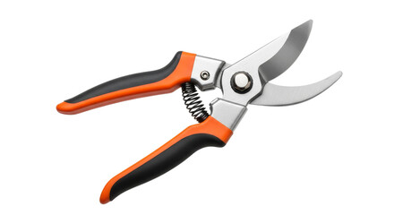 Ergonomic pruning shears with orange and black grip, essential gardening tool for professional horticulture or home gardening precision and clean cuts