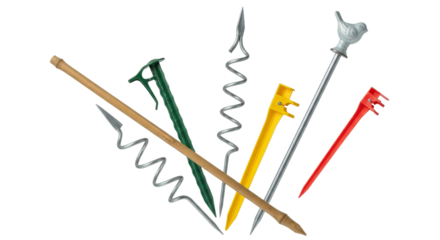 Varied Garden Stakes Arrayed Against a Clean White Backdrop, Ready for Outdoor Ground Placement