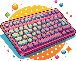 Vibrant Retro Pop Art Pink Computer Keyboard