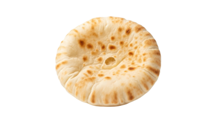Delicious fluffy pita bread ready for filling against a clean white backdrop ready for consumption  and showcasing its texture