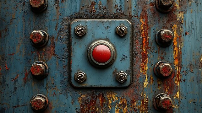 Metal surface red stop button high resolution picture