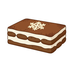Tiramisu-Style Layered Cake with Mascarpone Cream – Vector Illustration