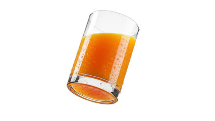 Invigorating orange juice in a sleek glass isolated against a pure white backdrop conveying freshness and a healthy lifestyle choice showcasing