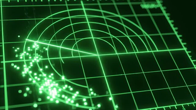 Retro Green Radar Display Searching for Objects, Technology Background