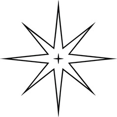 Obraz premium Black line art north star symbol on background vector