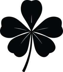 Naklejka premium Black shamrock leaf silhouette with veins on background 1