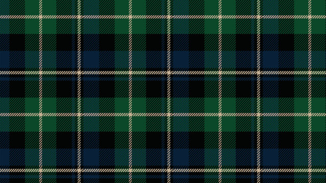 Checkered tartan plaid with twill weave repeat pattern in green black white.Christmas gingham seamless pattern.Geometric graphic vector illustration background design for fabric and print.