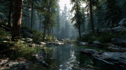 Fototapeta premium Sunlit Forest Path