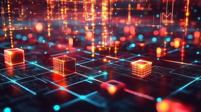 Futuristic cube matrix shaping modern technology high resolution picture