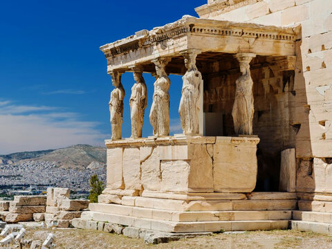 Gr&egrave;ce, ville d'Ath&egrave;nes, Acropole les Caryatides