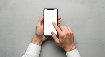 Businessman holding a smartphone with a blank screen mock up 